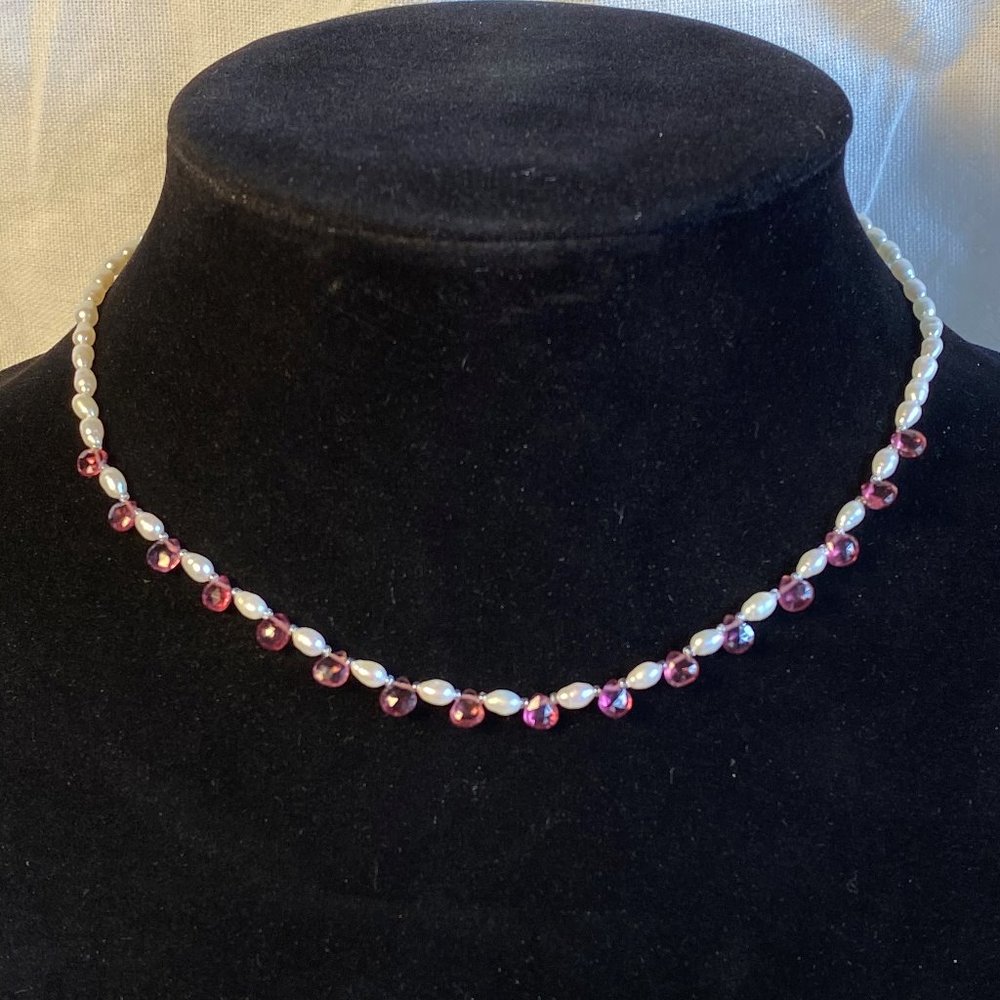 Vtg Seed Pearl & Amethyst Choker with 12K GF Clasp